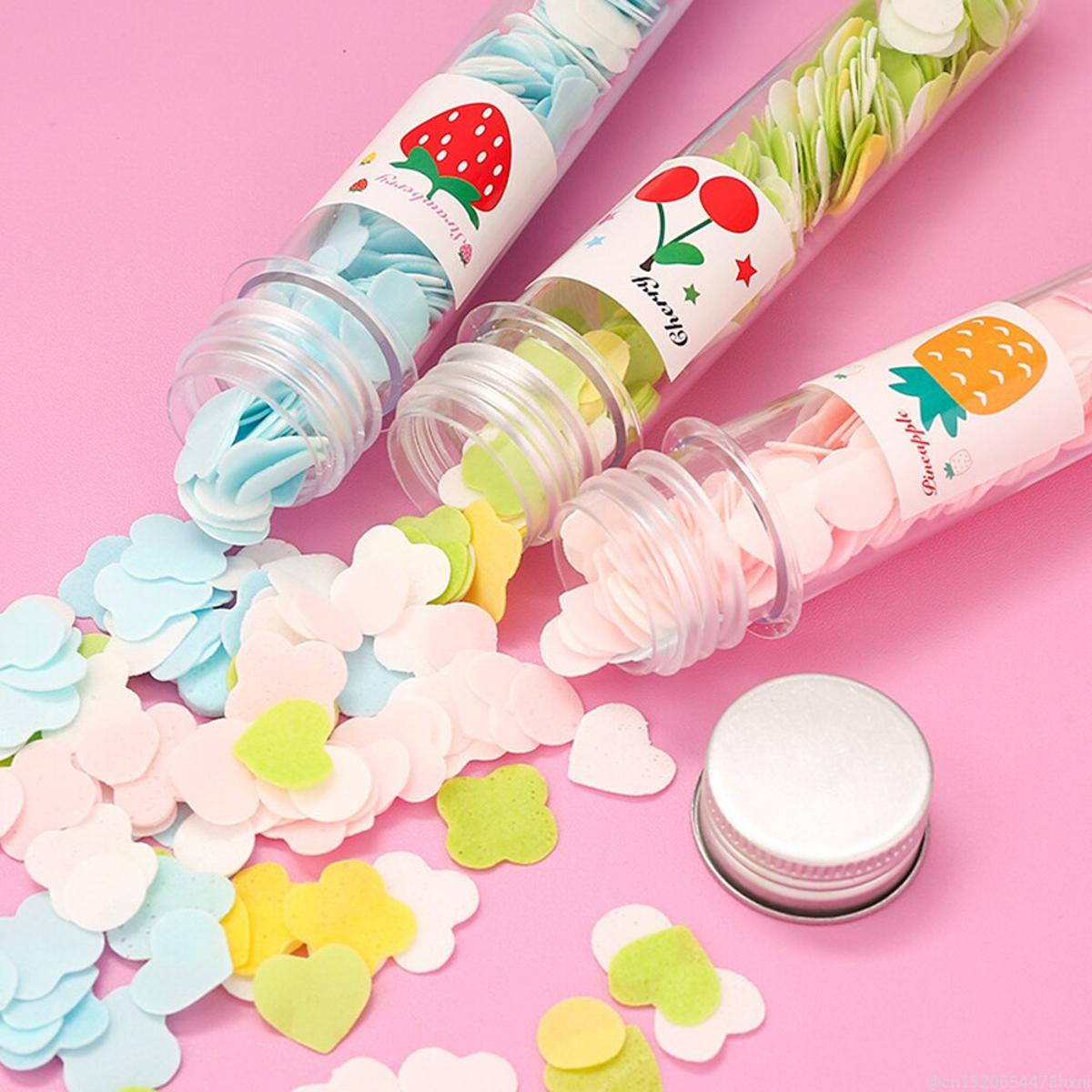 Test Tube Flower Disposable Soap Sheets, portable hand washing soap paper, travel soap sheets, outdoor soap paper, hand washing paper, disposable soap for travel, floral soap sheets, compact hand soap, travel hygiene essentials. (Random Colors)
