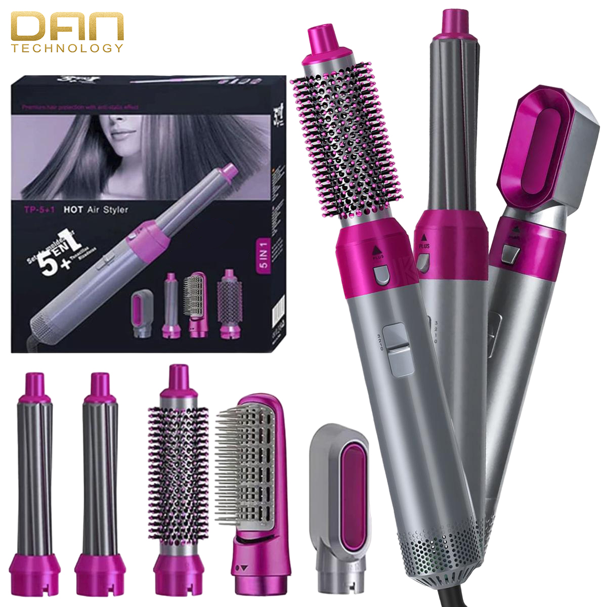 Professional 5 in 1 Hair Dryer Brush with Hair Volumizer, Hot Air Brush, Scalp Massager, Curler and Straightener for Women Hair Styling
