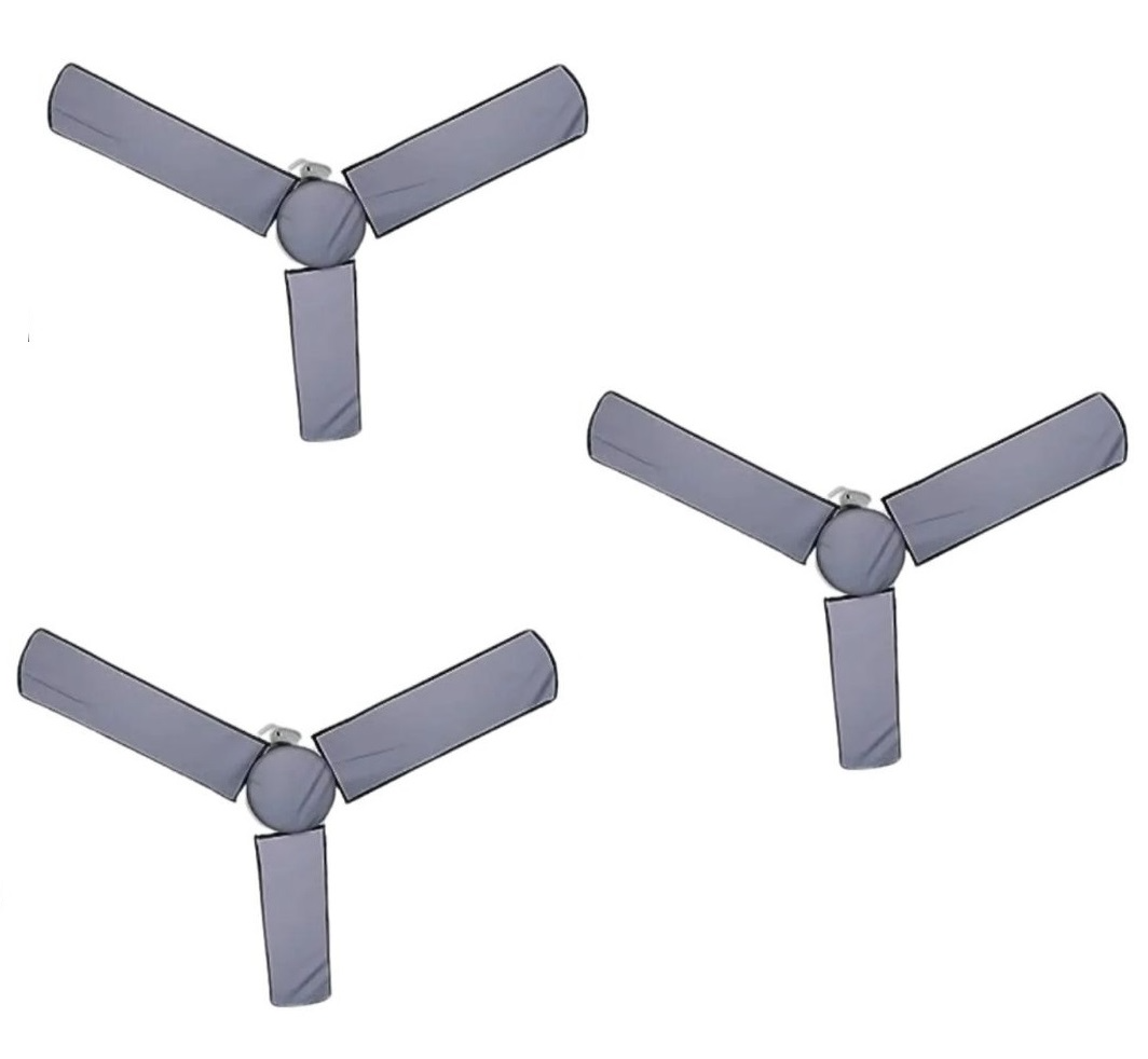 Pack of 03 Fan Cover Set - Ceiling Fan Blades &amp; Motor Washable and Dust Proof Cover Grey