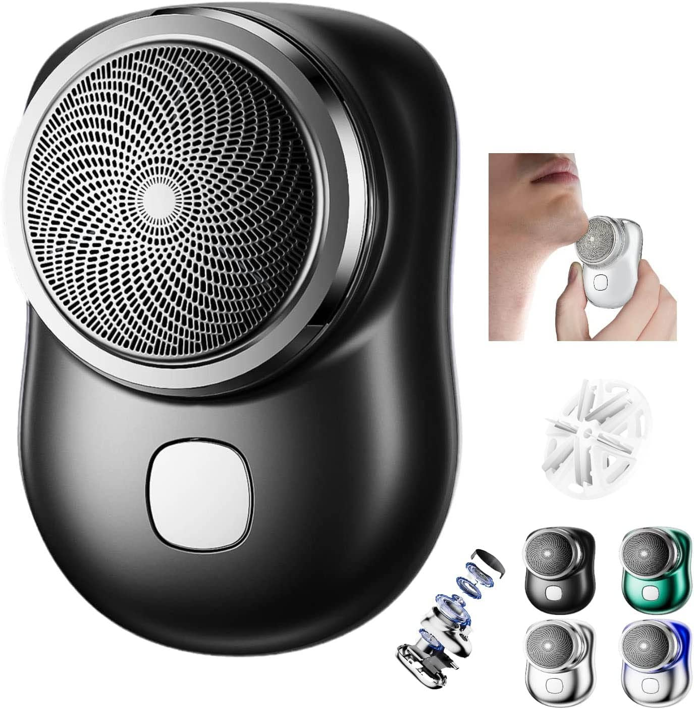 USB Rechargeable Mini Shaver – Pocket-Size Portable Electric Razor with 6 Blades,